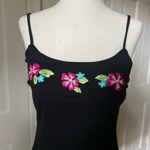 90s Summer Mini Dress w/ embroidered flowers